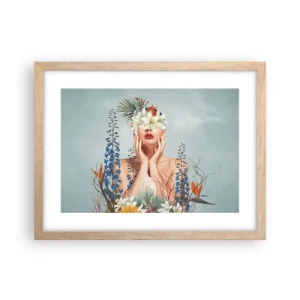 Affisch i ram av ljusek - Kvinna - blomma - 40x30 cm