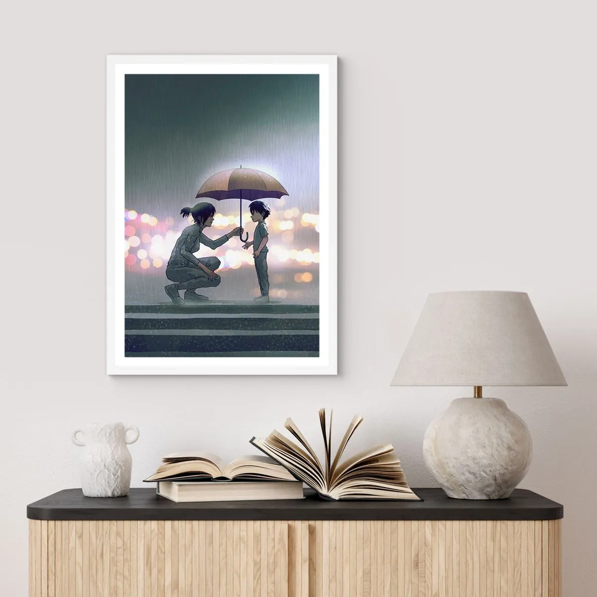 Affisch i vit ram - Och allt är väl nu - 70x100 cm