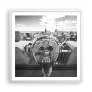 Affisch i vit ram - Stad över städerna - 60x60 cm