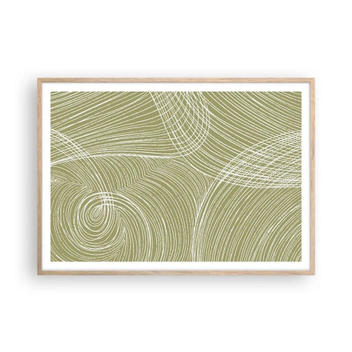 Affisch i ram av ljusek - Intrikat abstraktion i vitt - 100x70 cm