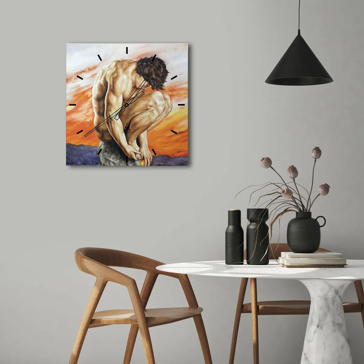 Väggklocka - Klocka på glas - Försänkt i sig själv - 30x30 cm