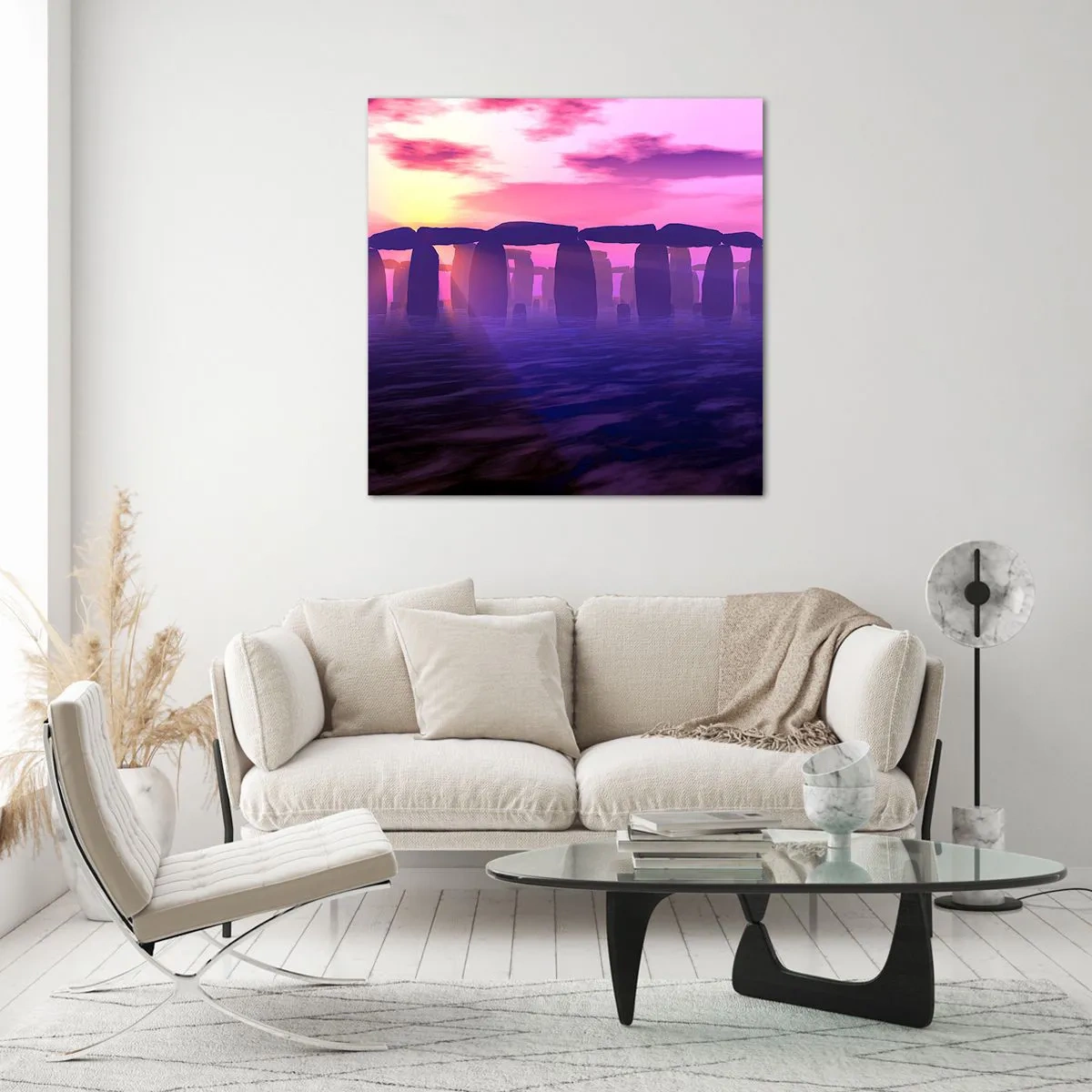 Glastavla - Bild på glas - Gryningens hemlighet i dimma - 70x70 cm