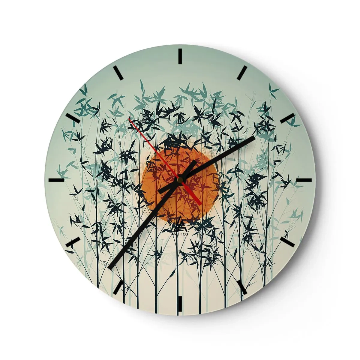 Väggklocka - Klocka på glas - Japansk sol - 40x40 cm