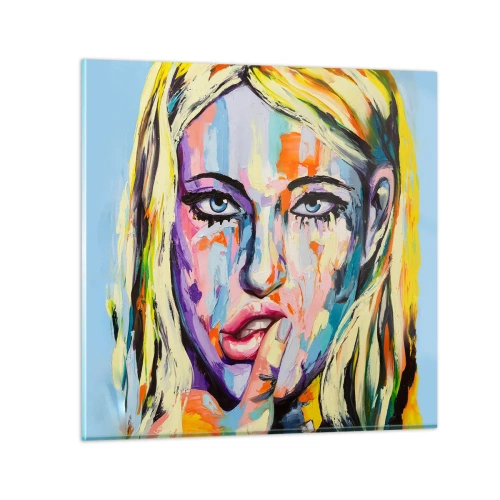Glastavla - Bild på glas - Titta henne rakt in i ögonen - 60x60 cm