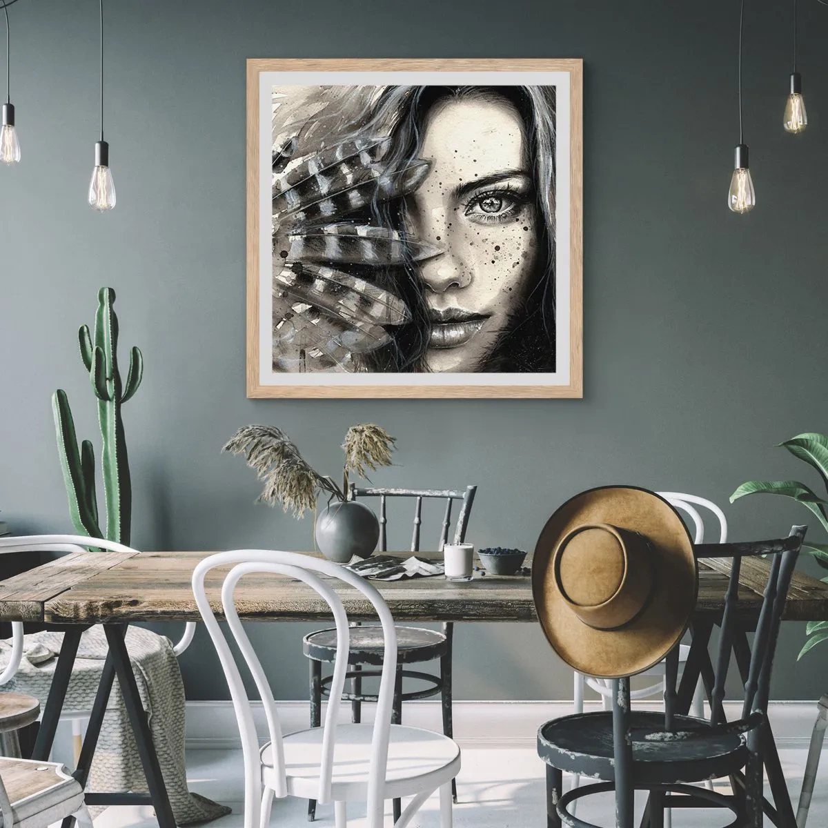 Affisch i ram av ljusek - Vild skönhet - 60x60 cm