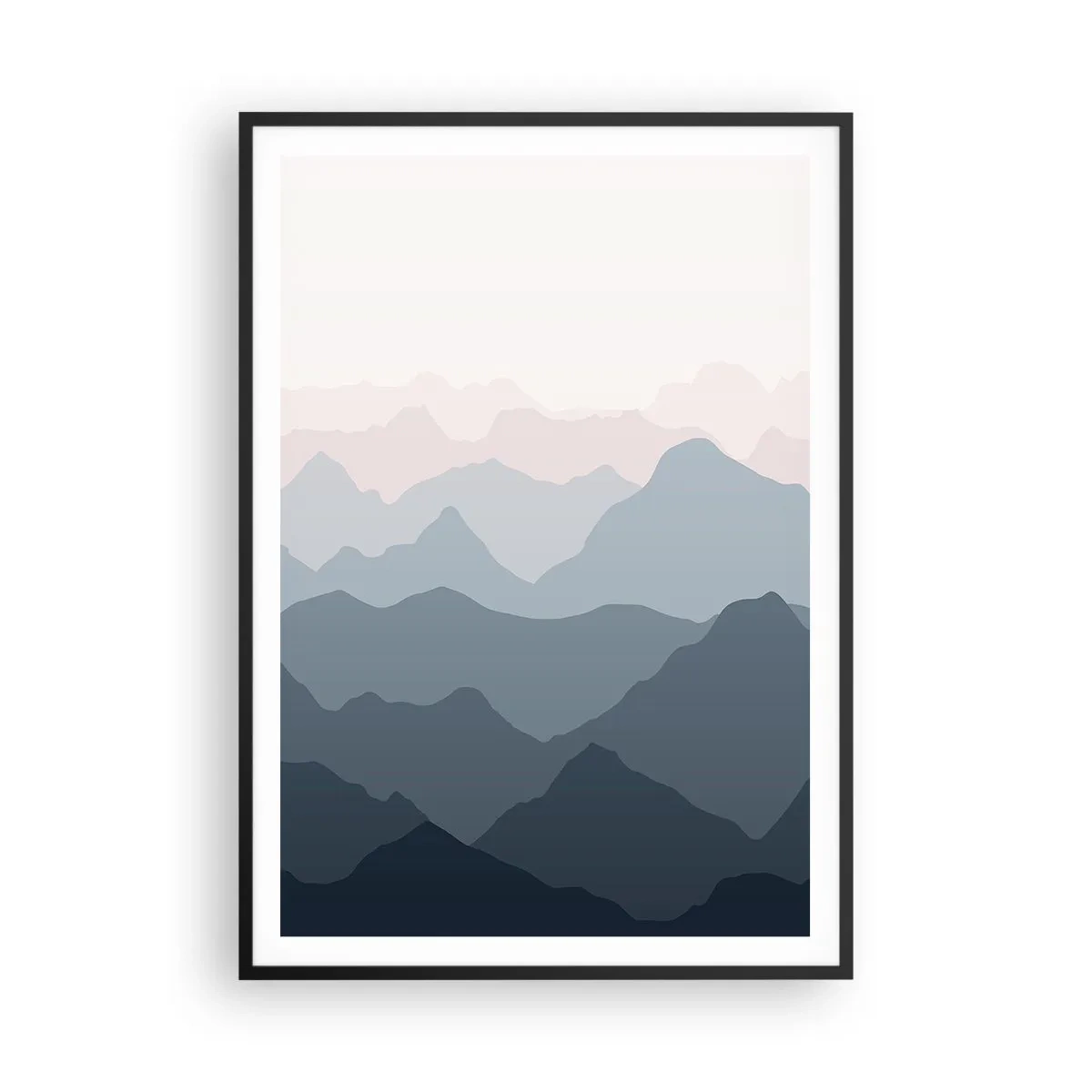 Affisch i svart ram - Fjällens vågor - 70x100 cm
