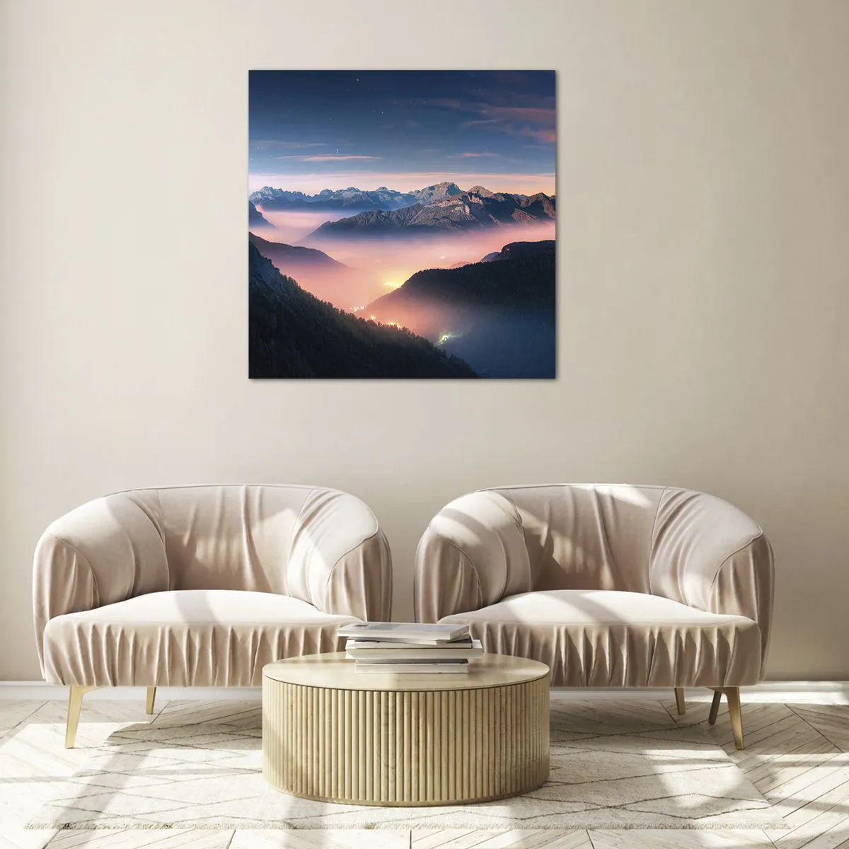 Glastavla - Bild på glas - Ljus i dalarna - 60x60 cm