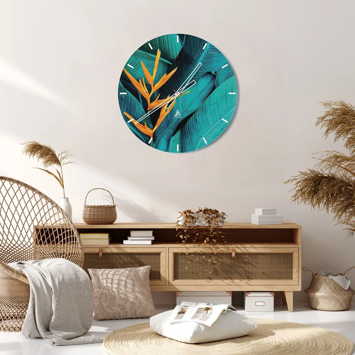 Väggklocka - Klocka på glas - Edens blomma - 40x40 cm