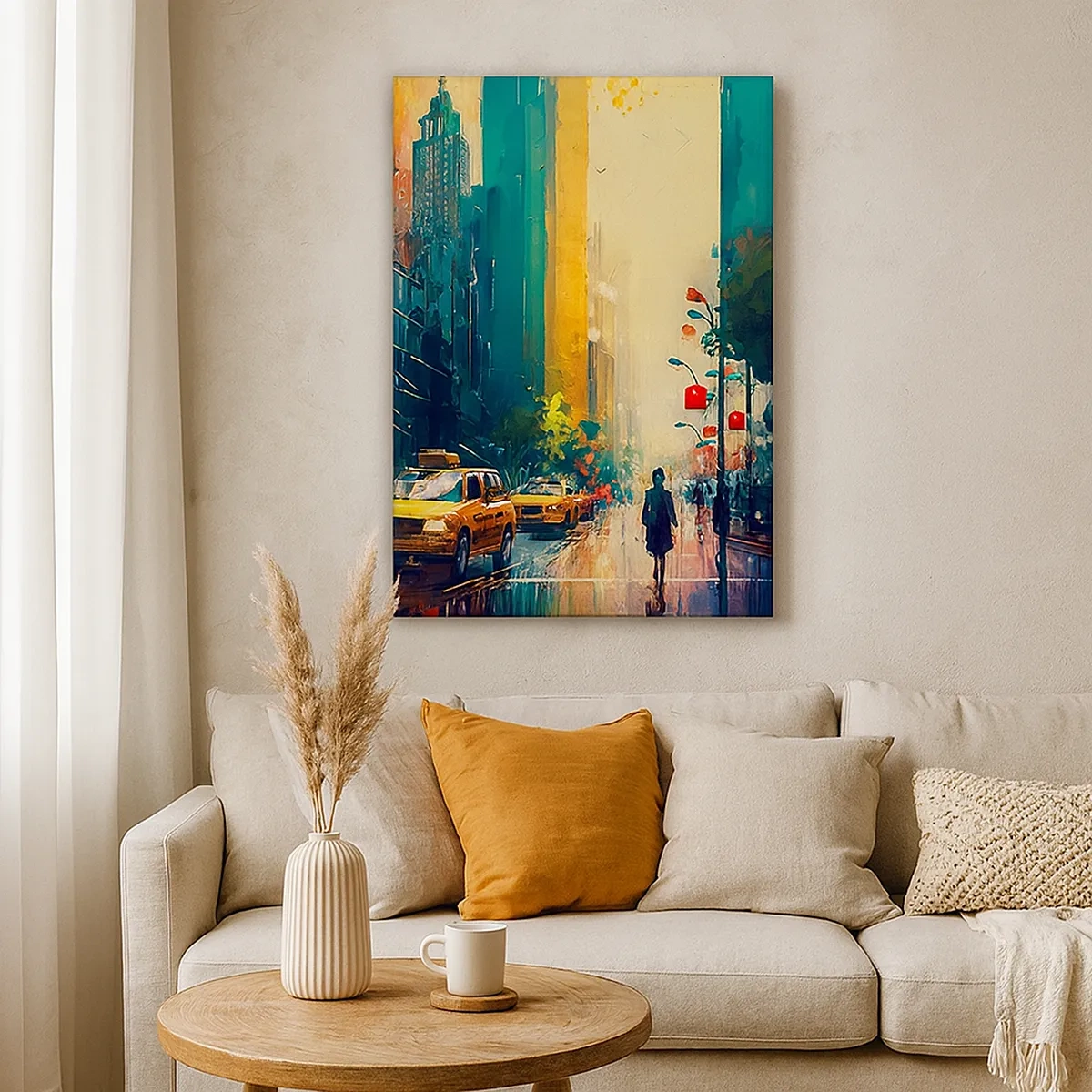 Canvastavla - Bild på duk - New York - här är till och med regnet färgstarkt - 50x70 cm