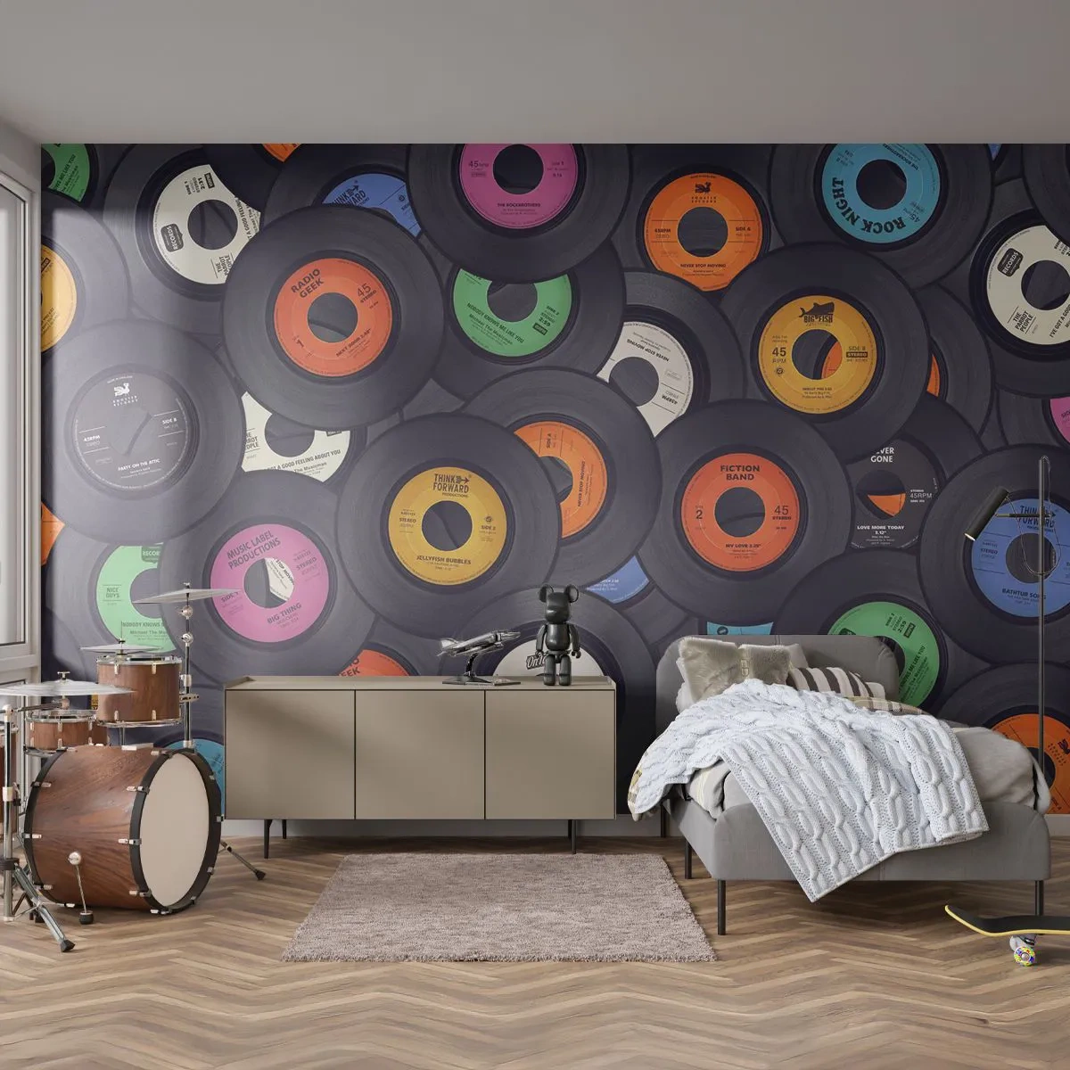 Fototapet Premium Sand - Klassikens färger - Vinyl, musik, Årgång - 100x70 cm