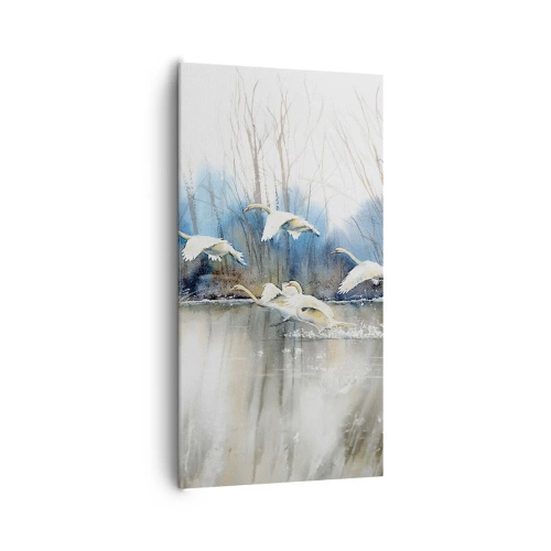 Canvastavla - Bild på duk - Som i en saga om vilda svanar - 65x120 cm