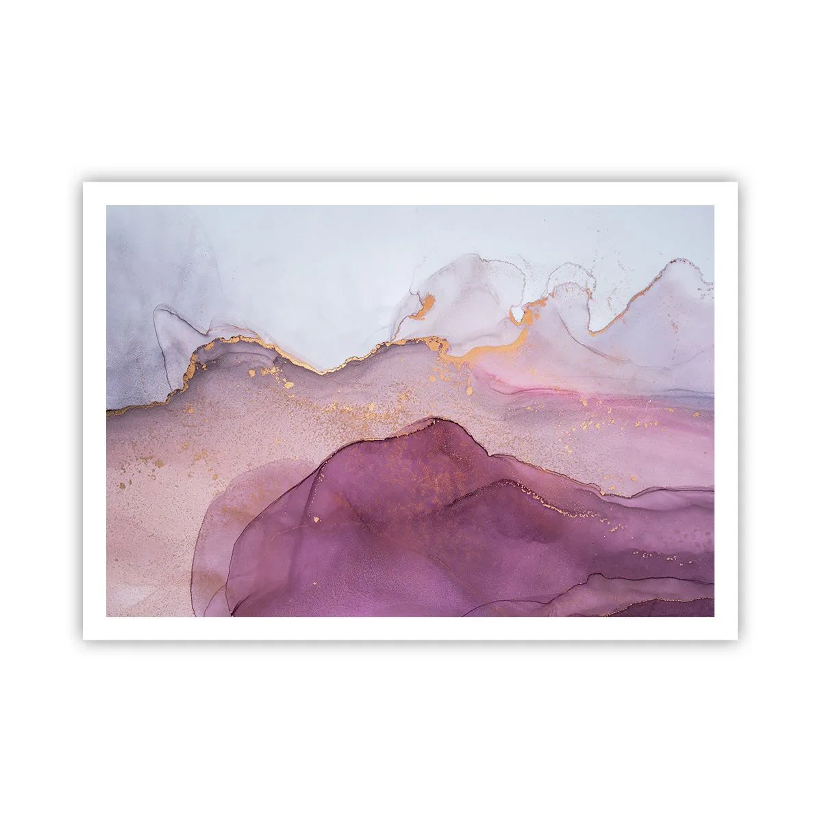 Affisch - Lila och violett vågor - 100x70 cm