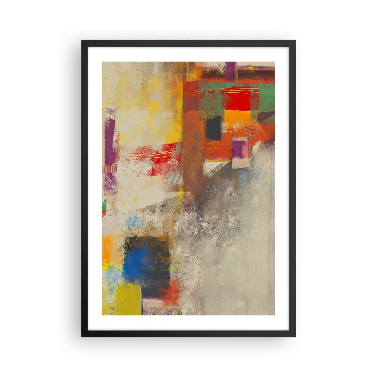 Affisch i svart ram - Abstrakt komposition i livfulla färger - 50x70cm - Färgernas geometri - Modern väggdekoration för vardagsrum och sovrum ARTTOR
