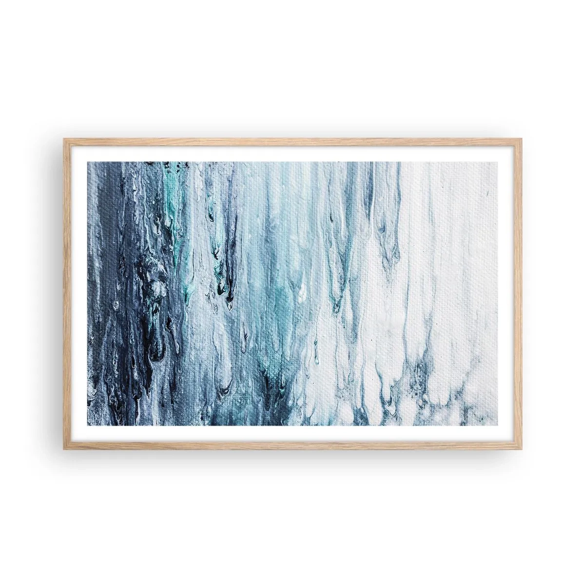 Affisch i ram av ljusek - Blåa istappar - 91x61 cm