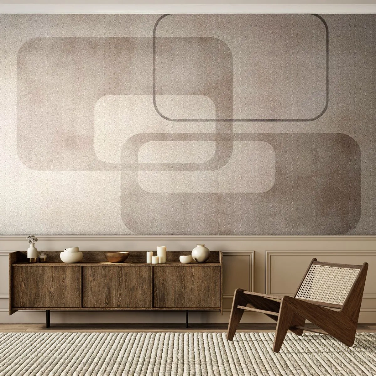 Fototapet Premium Canvas - Geometrisk fug - Former, Minimalism, Ljus - 450x315 cm