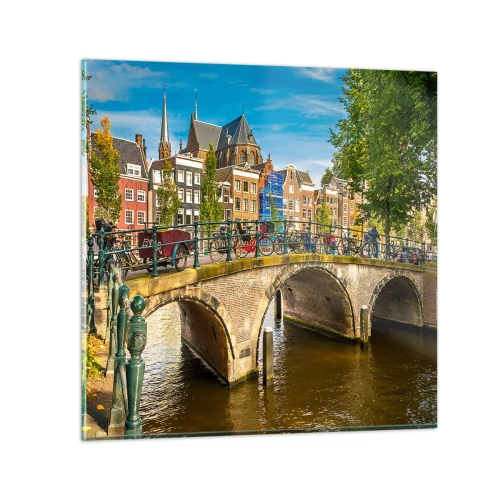 Glastavla - Bild på glas - Vår vid kanalen - 60x60 cm