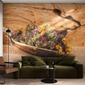 Självhäftande Fototapet Deluxe Sticker - Färgglada blommor och doftande örter - Natur, Torkade örter, Kök - 250x175 cm