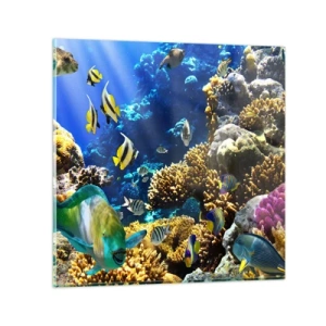 Glastavla - Bild på glas - Hög trafik på sommarleden - 60x60 cm