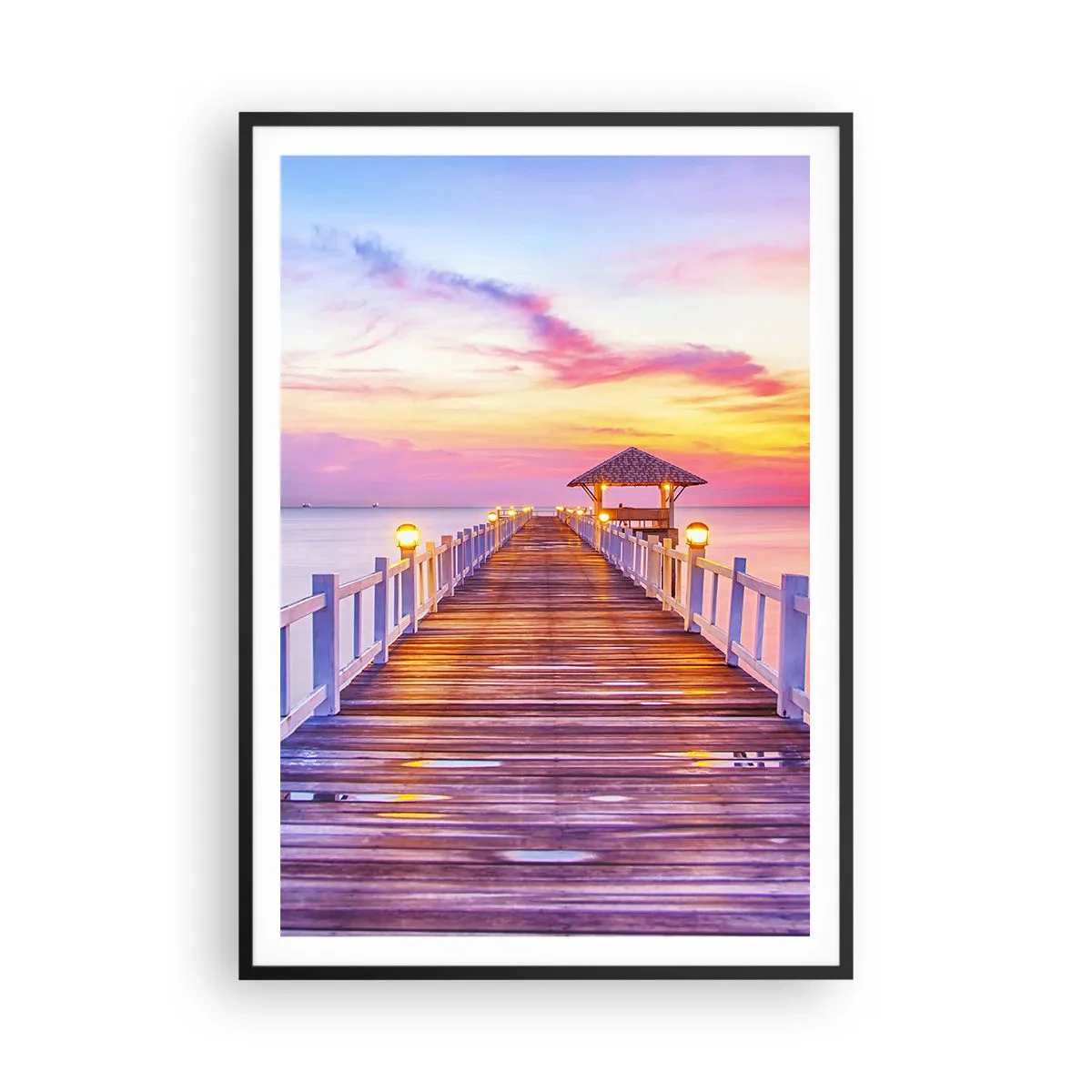 Affisch i svart ram - Kvällens lila-guld tystnad - 70x100 cm