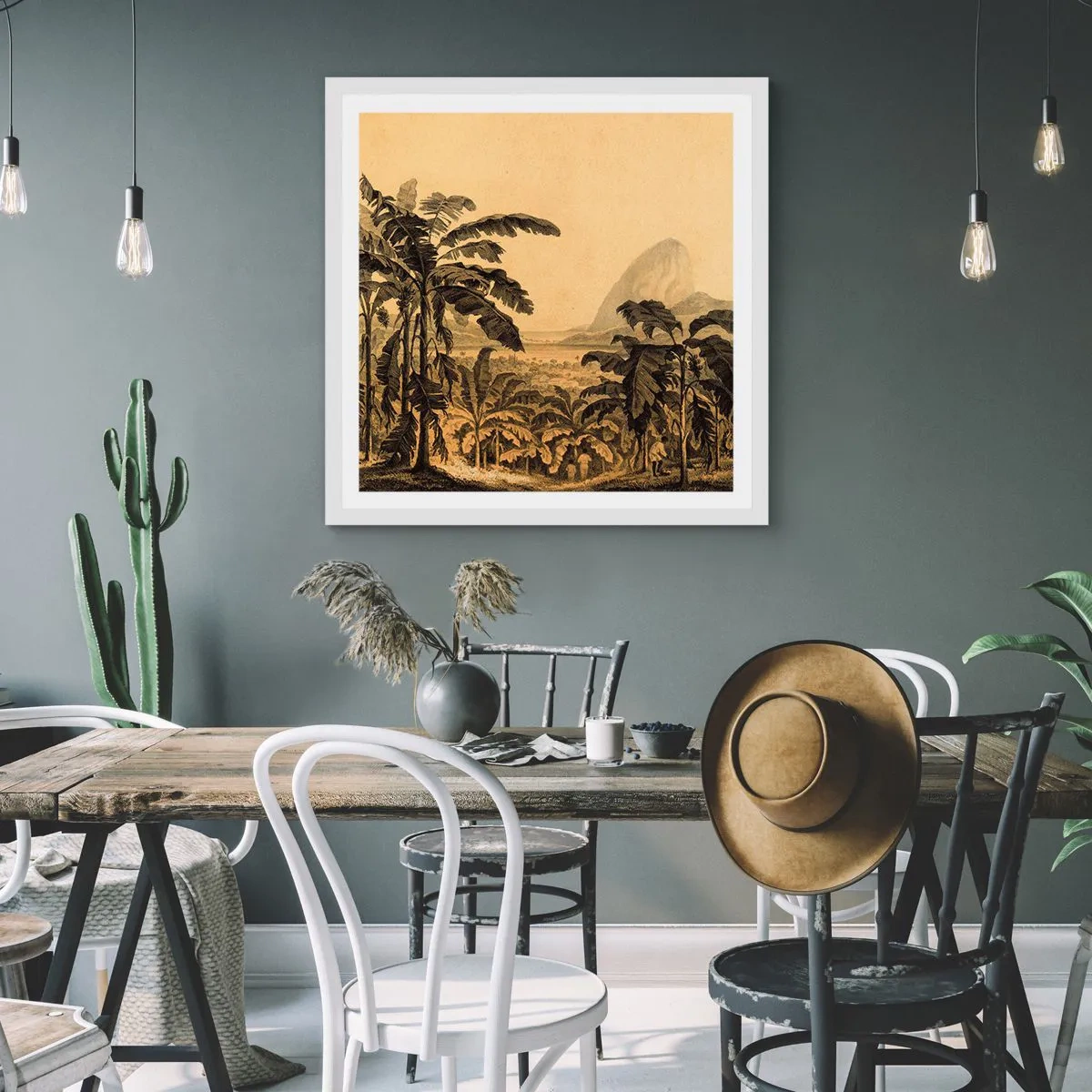 Affisch i vit ram - I kolonial stämning - 60x60 cm
