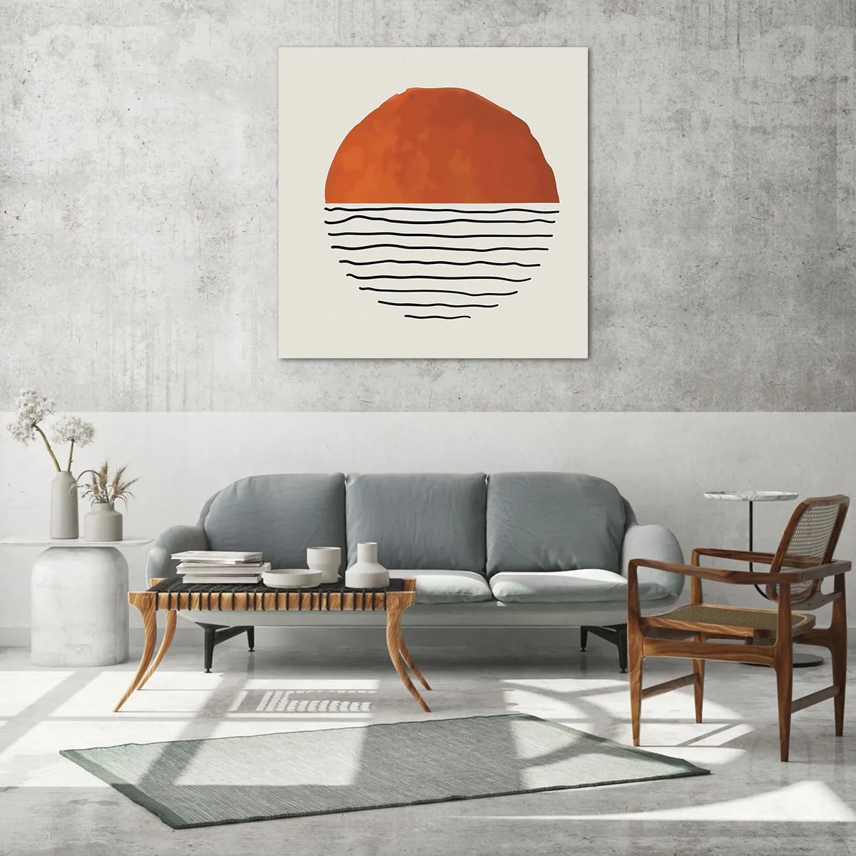 Glastavla - Bild på glas - I japansk stämning - 40x40 cm