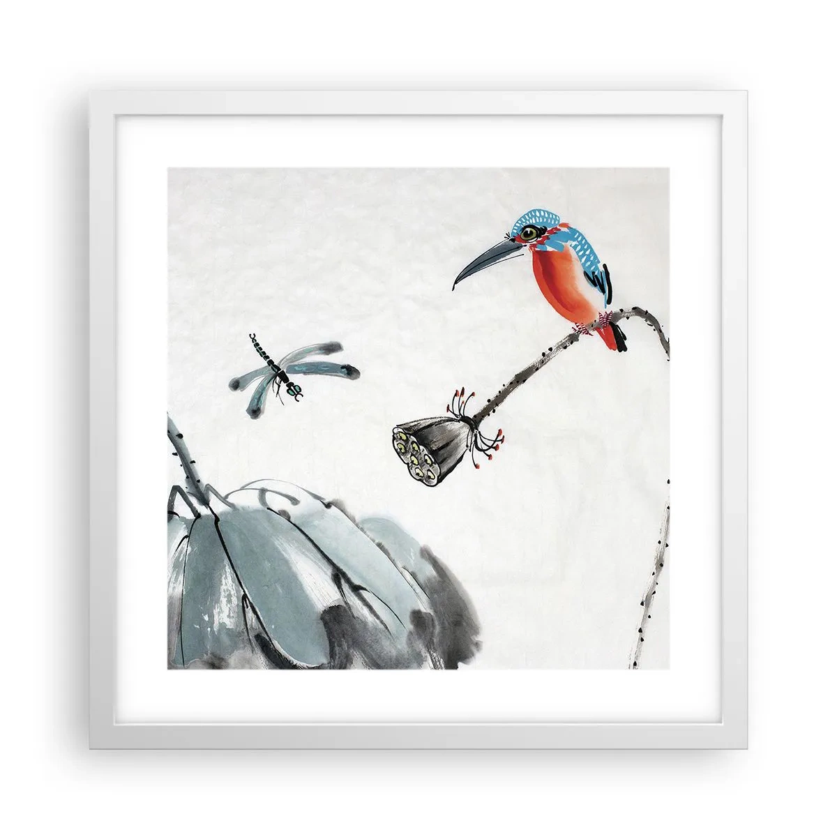 Affisch i vit ram - Ängens liv - 40x40 cm