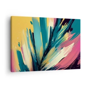 Canvastavla - Bild på duk - En abstrakt komposition i intensiva och kontrasterande färger. - 70x50cm - Komposition - en explosion av glädje - Modern väggdekoration för vardagsrum och sovrum ARTTOR