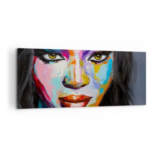 Canvastavla - Bild på duk - Kan inte ta ögonen från henne - 100x40 cm