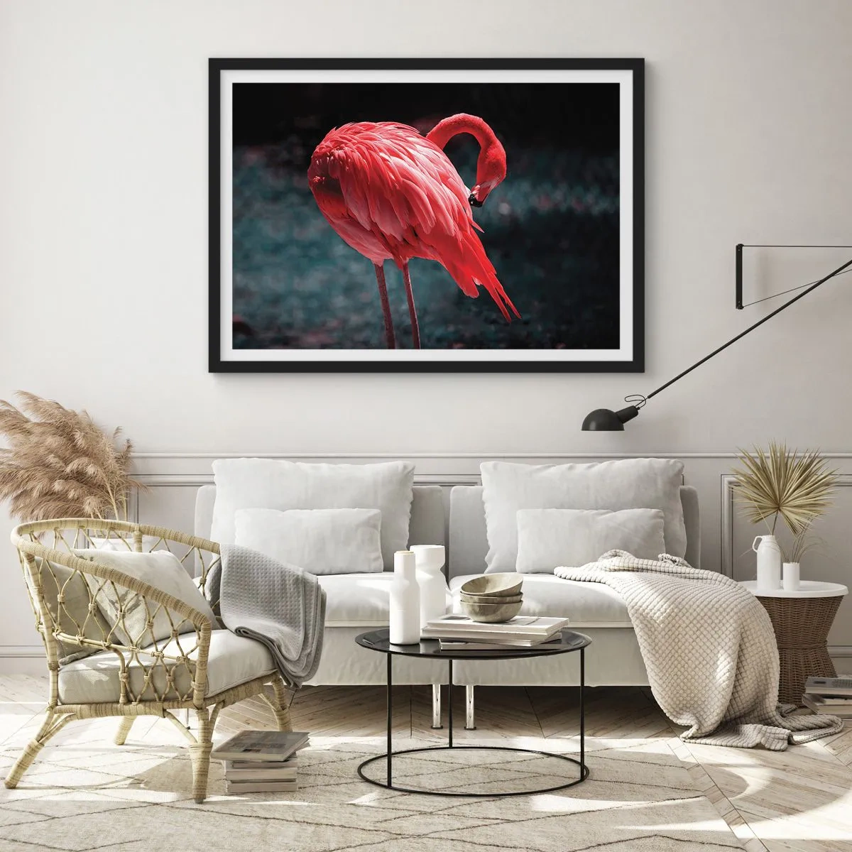 Affisch i svart ram - Djuprött naturpoem - 100x70 cm