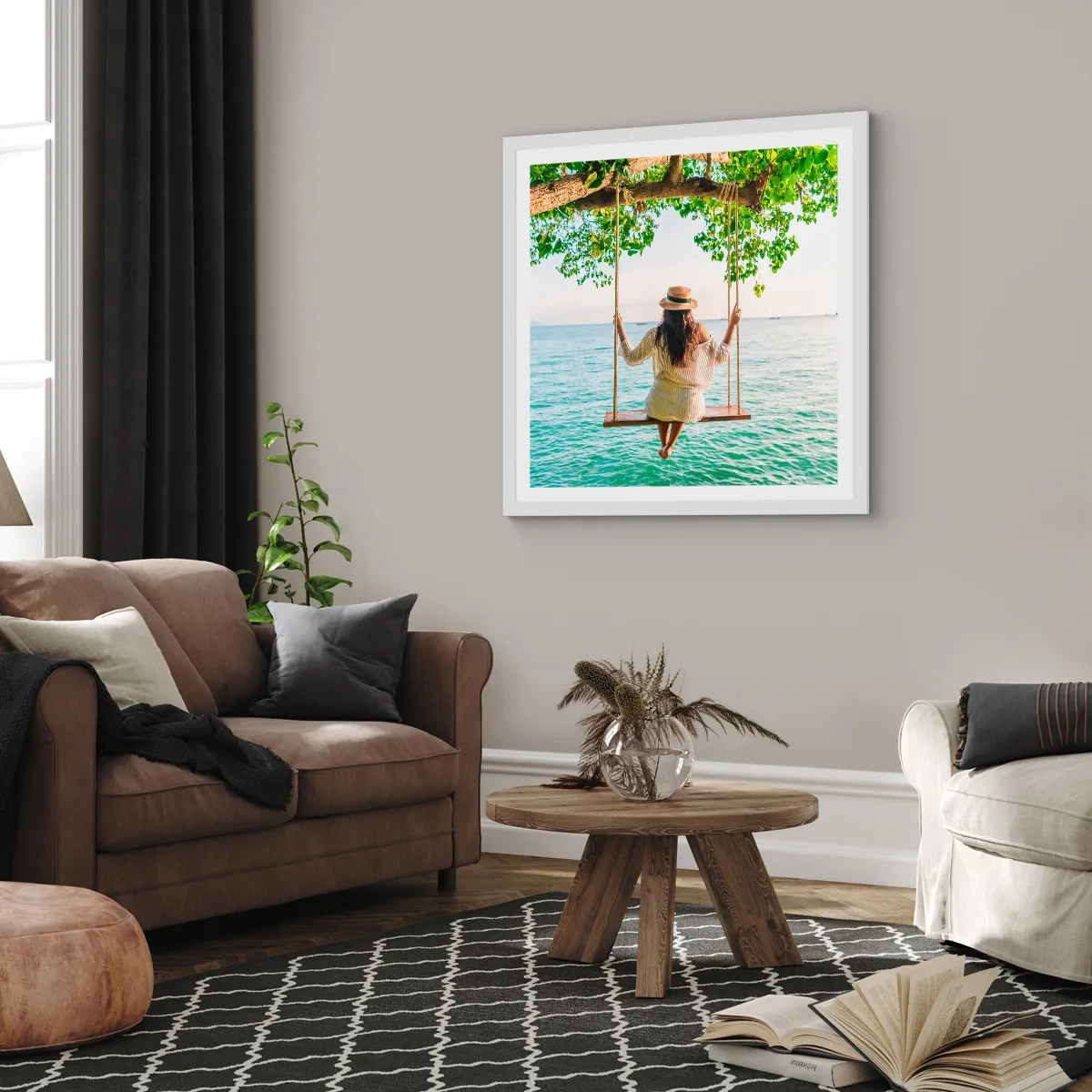 Affisch i vit ram - Livet är vackert - 30x30 cm