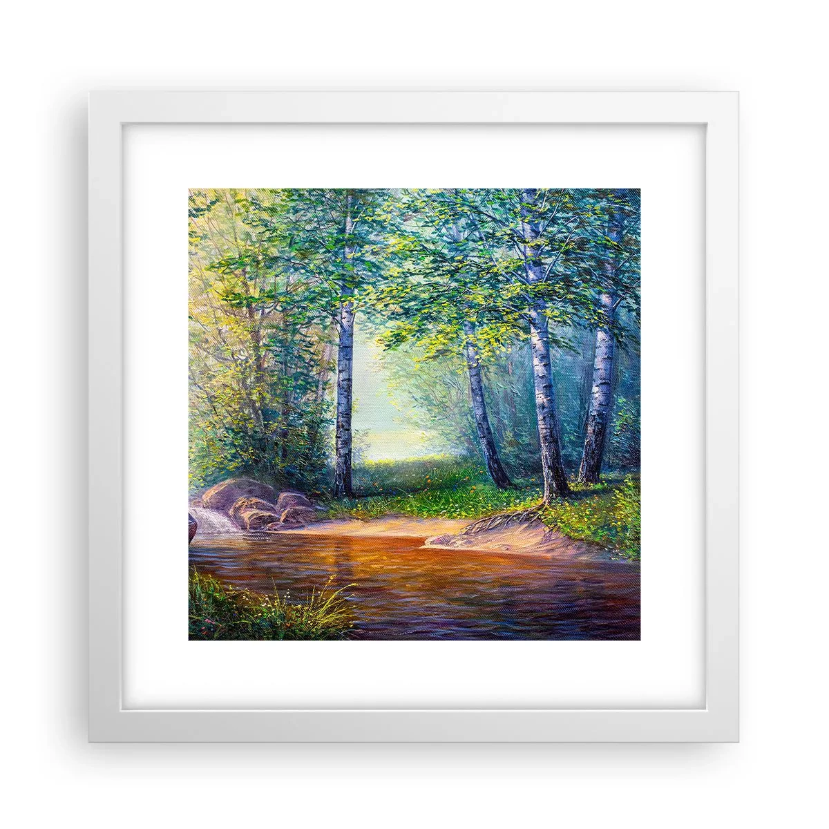 Affisch i vit ram - Idyllisk vy - 30x30 cm