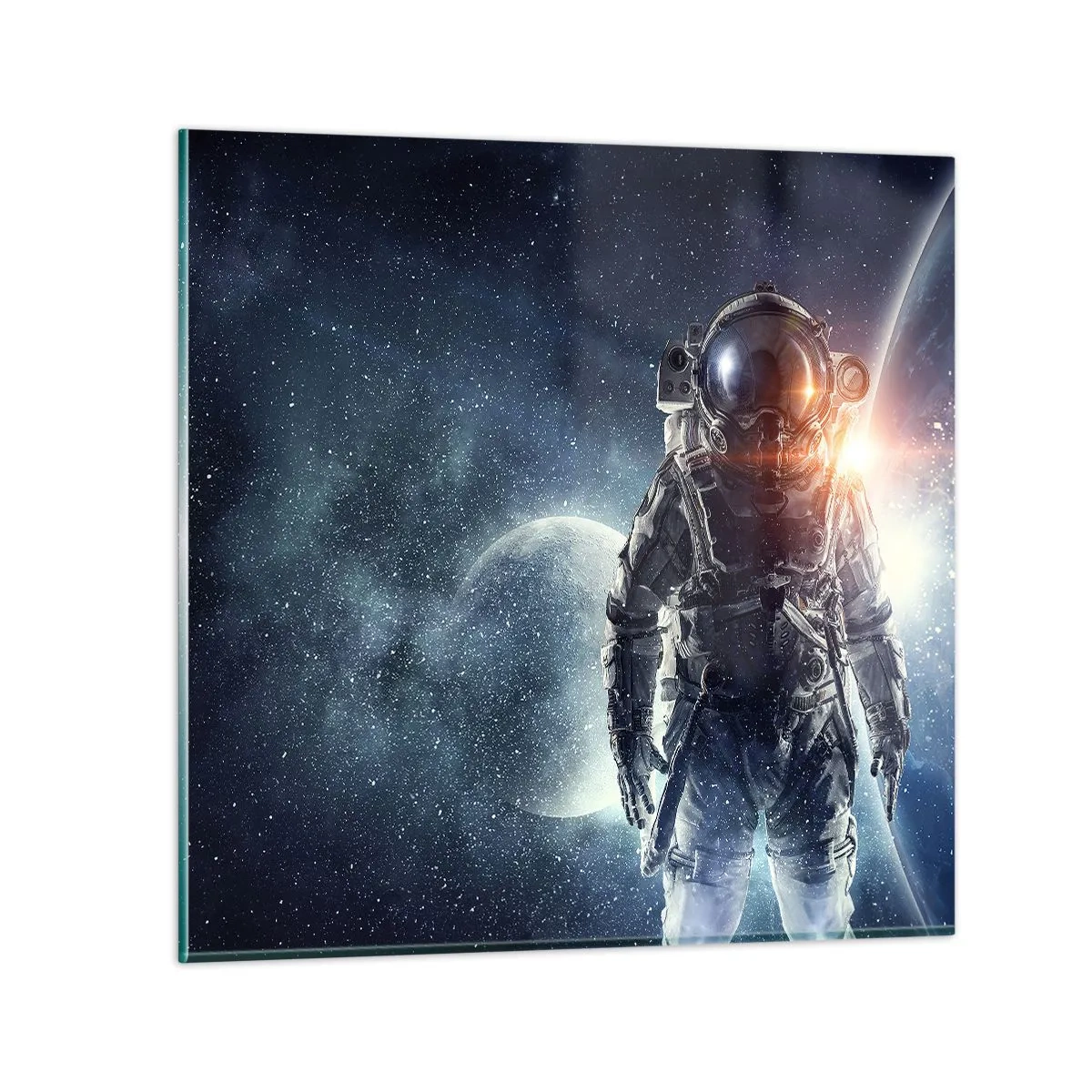 Glastavla - Bild på glas - Äventyr i rymden - 70x70 cm