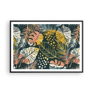 Affisch i svart ram - Lövfantasi - 100x70 cm