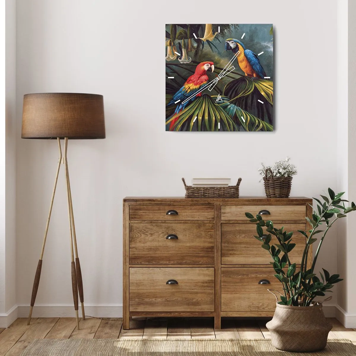 Väggklocka - Klocka på glas - Romantiken i tropikerna - 30x30 cm