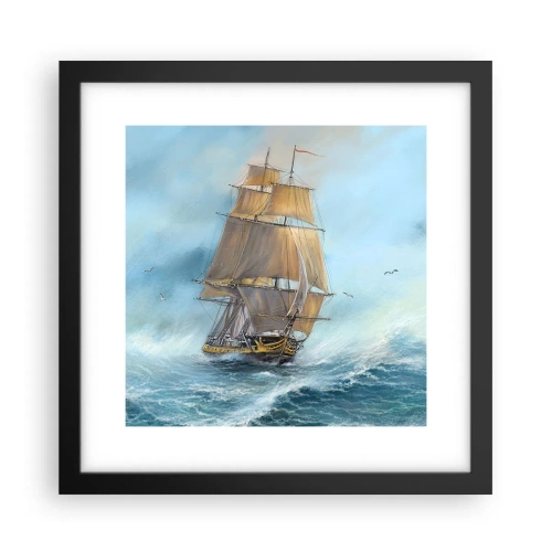 Affisch i svart ram - Vinkande genom vågorna - 30x30 cm