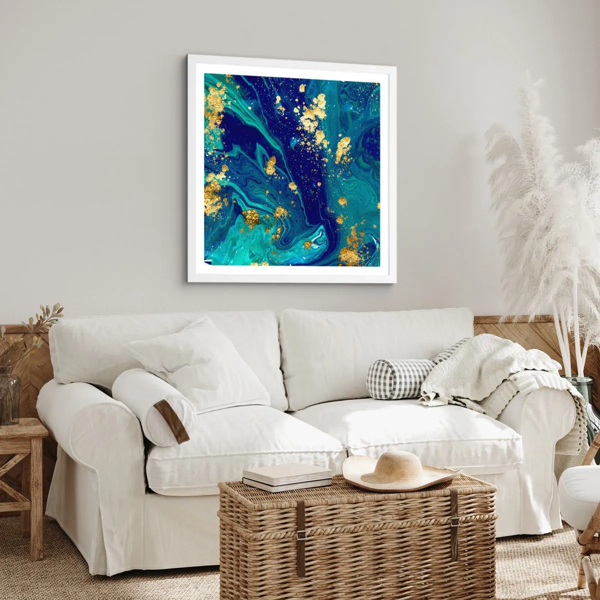 Affisch i vit ram - Solflingor  - 40x40 cm