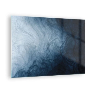 Glastavla - Bild på glas - Abstrakt djup i nyanser av marinblått och grått - 70x50cm - Nå djupt in - Modern väggdekoration för vardagsrum och sovrum ARTTOR