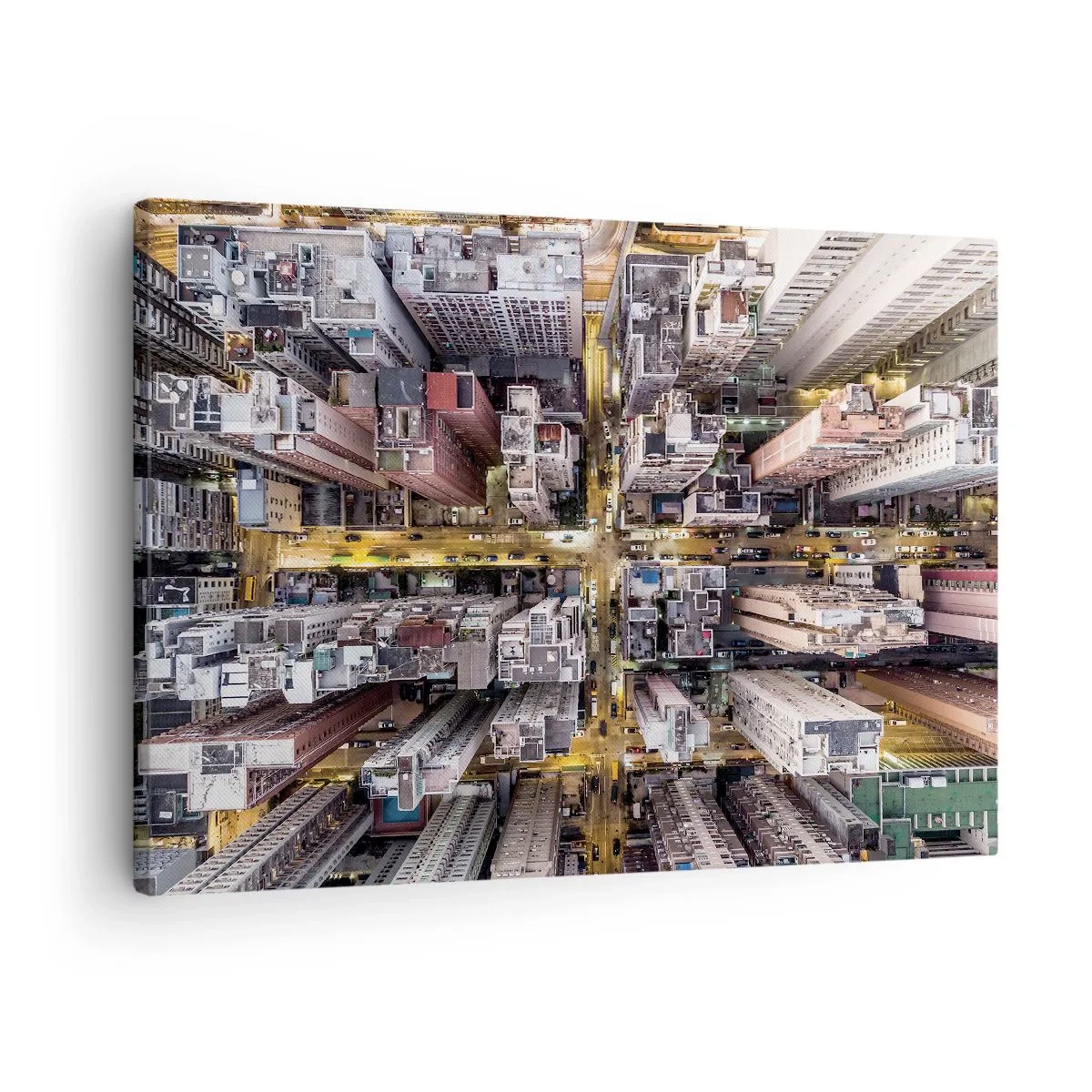 Canvastavla - Bild på duk - Ett fågelperspektiv över en stad full av skyskrapor - 70x50cm - Hälsningar från Hongkong - Modern väggdekoration för vardagsrum och sovrum ARTTOR
