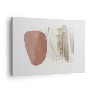 Canvastavla - Bild på duk - Abstrakt komposition i beige och guldfärgade nyanser - 70x50cm - Abstrakt pelargång - Modern väggdekoration för vardagsrum och sovrum ARTTOR