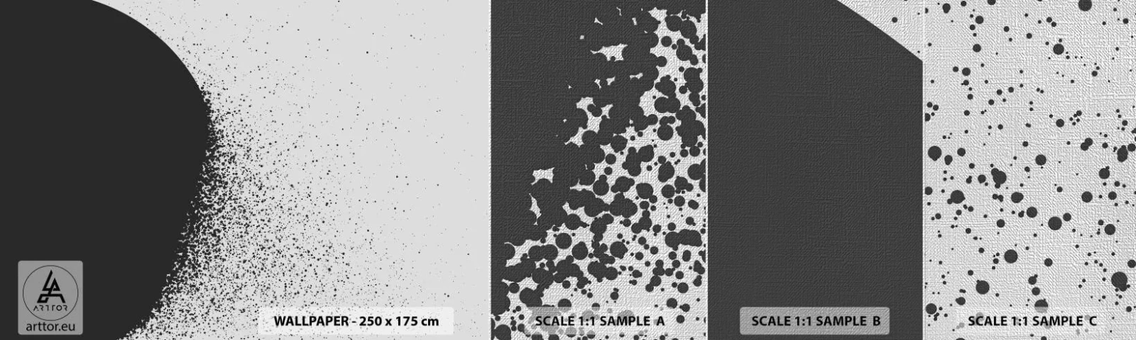 Provbit av fototapet Premium Canvas - Partiklarnas rörelse - Abstraktion, Svartvitt, Grafik - 100x30 cm