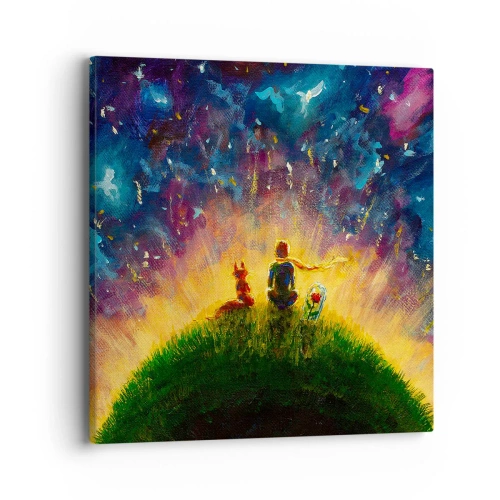 Canvastavla - Bild på duk - Kärlek och vänskap - hela världen - 40x40 cm