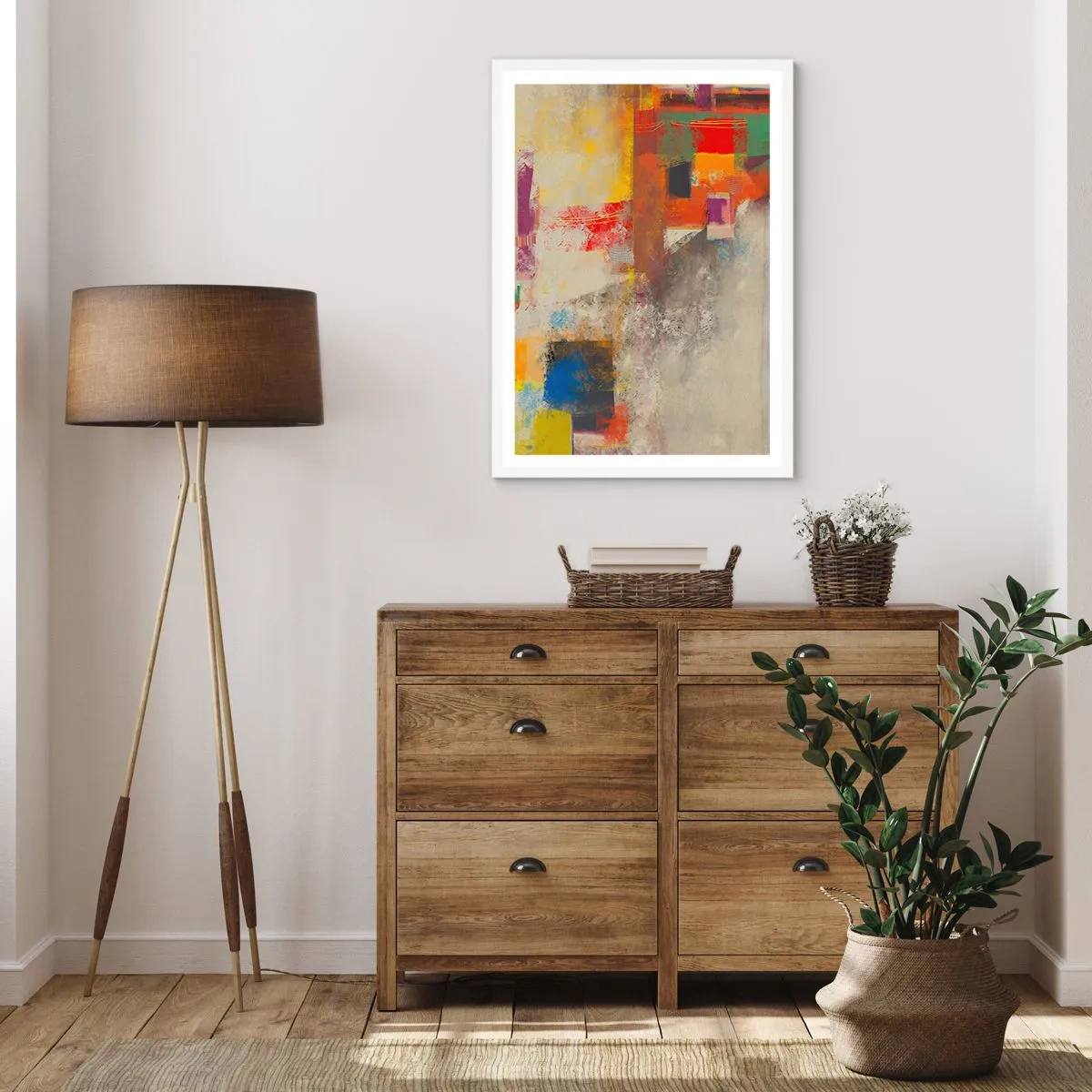Affisch i vit ram - Färgernas geometri - 30x40 cm
