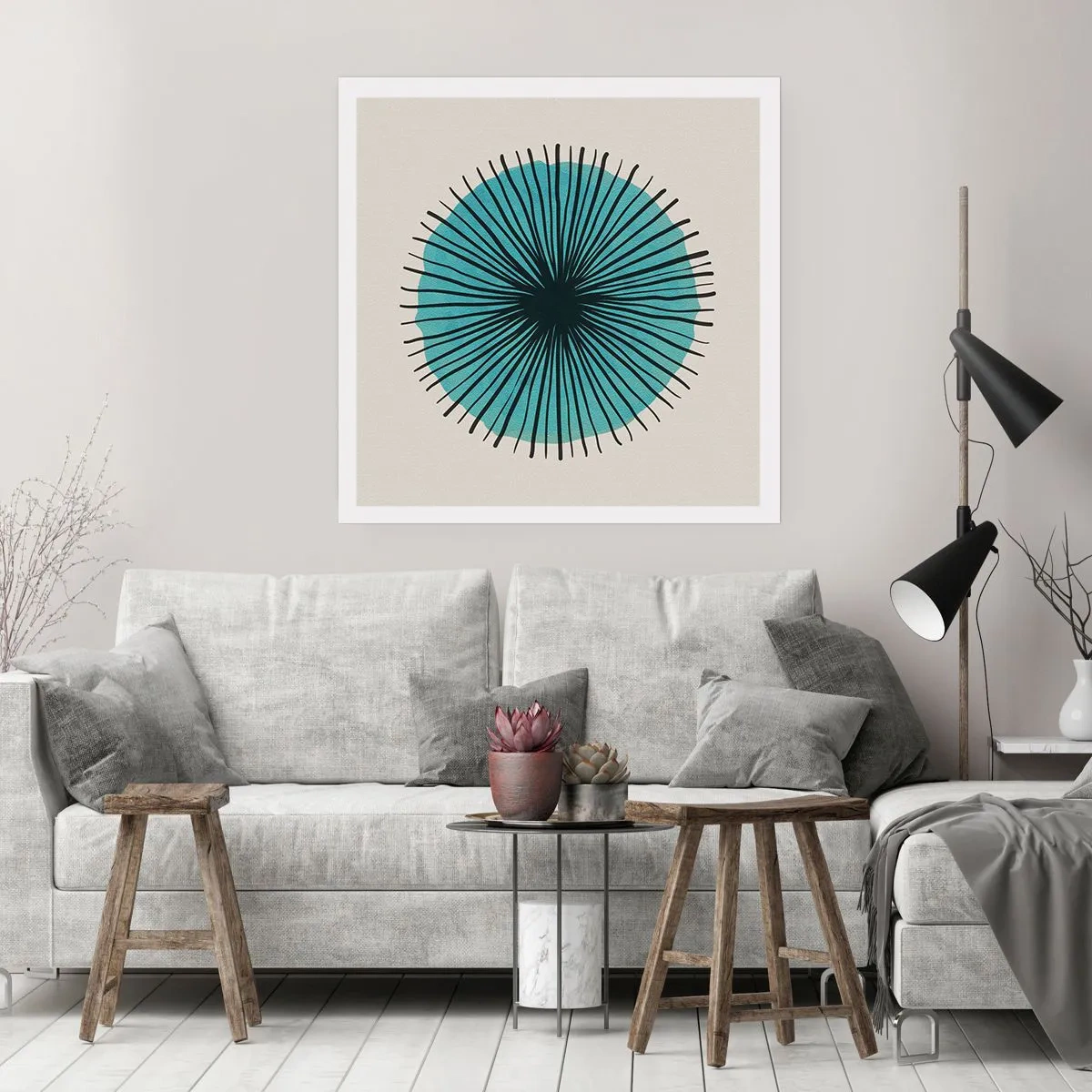Affisch - Radier mot blått - 40x40 cm