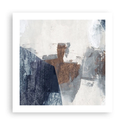 Affisch - Blåbruna former - 50x50 cm