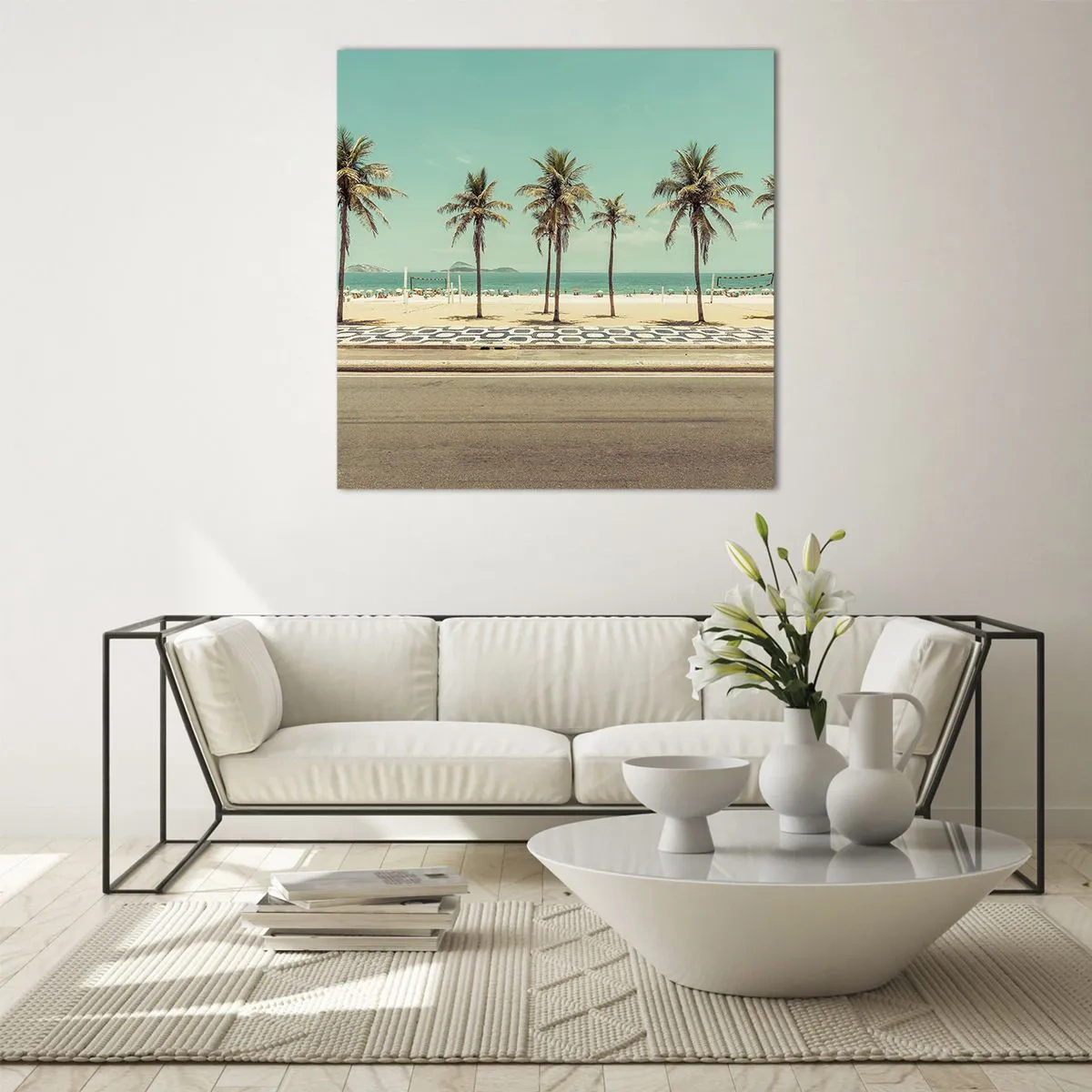 Glastavla - Bild på glas - På stranden - 40x40 cm