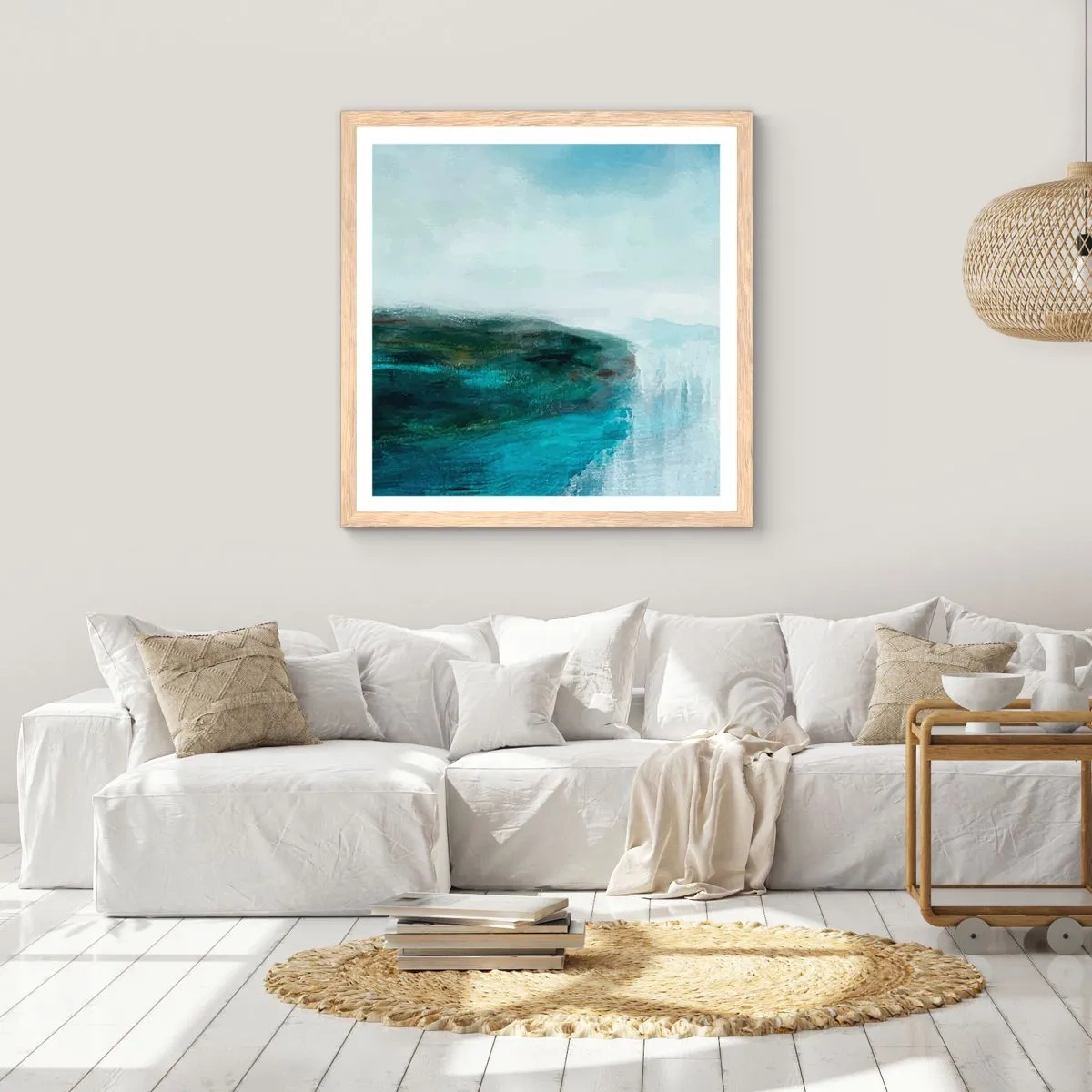 Affisch i ram av ljusek - Marin abstraktion - 50x50 cm