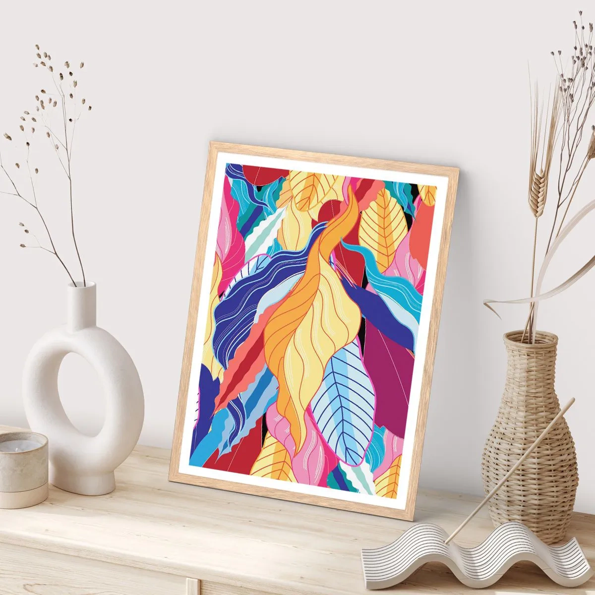 Affisch i ram av ljusek - Färgglad röra - 40x50 cm