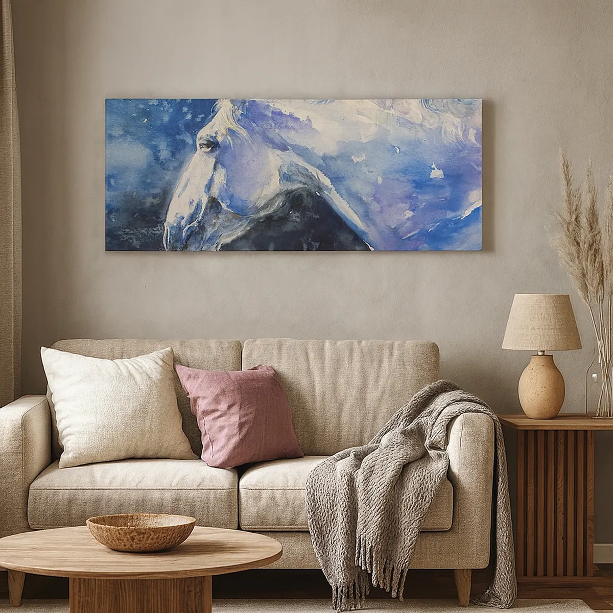 Canvastavla - Bild på duk - Porträtt i blått sken - 30x30 cm