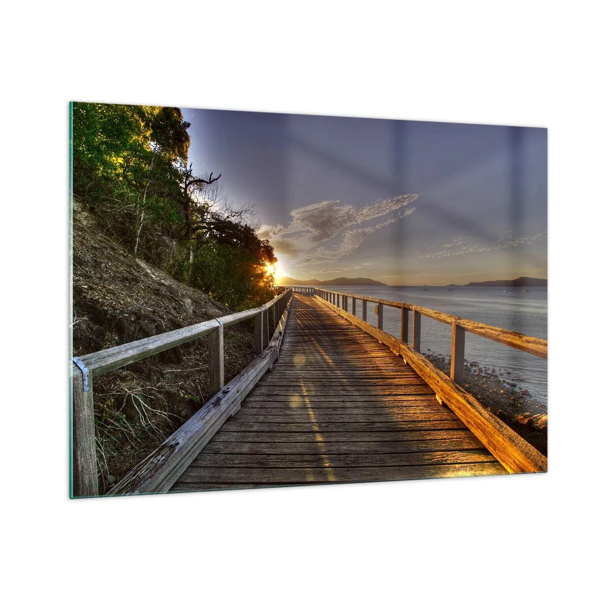 Glastavla - Bild på glas - Gå, fortsätt gå mot solen - 100x70 cm