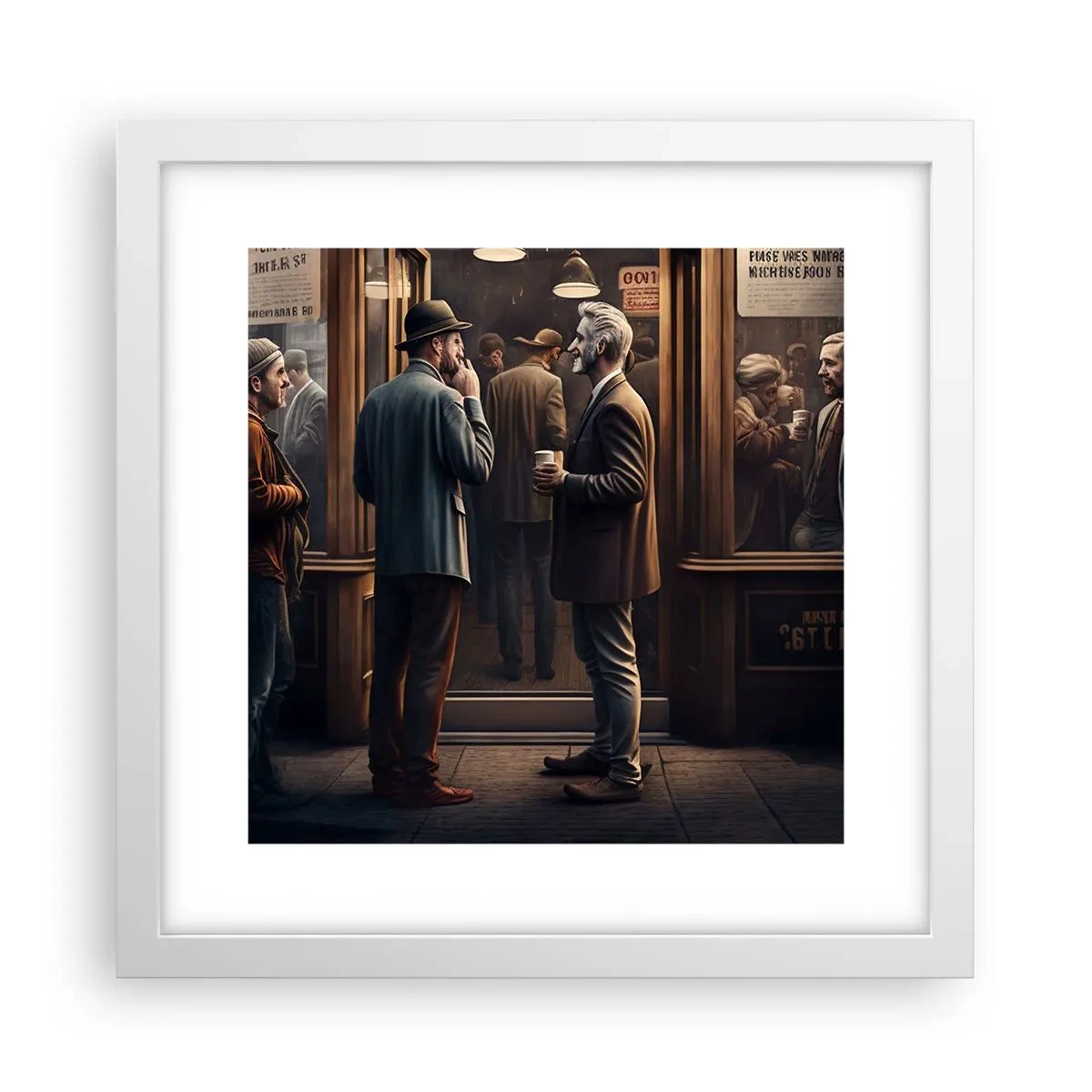 Affisch i vit ram - En bra stund på dagen - 30x30 cm